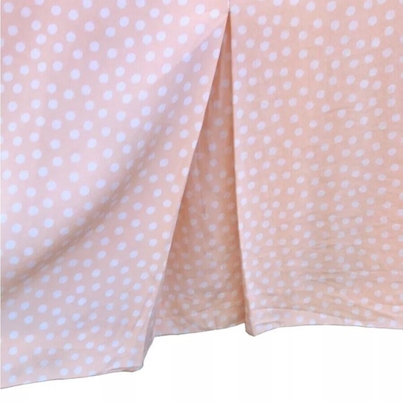 🇫🇷 Vtg 80s 90s Alan Austin Silk Polka Dot Peach Pink Trumpet Hem Midi Skirt | M - Picture 6 of 13